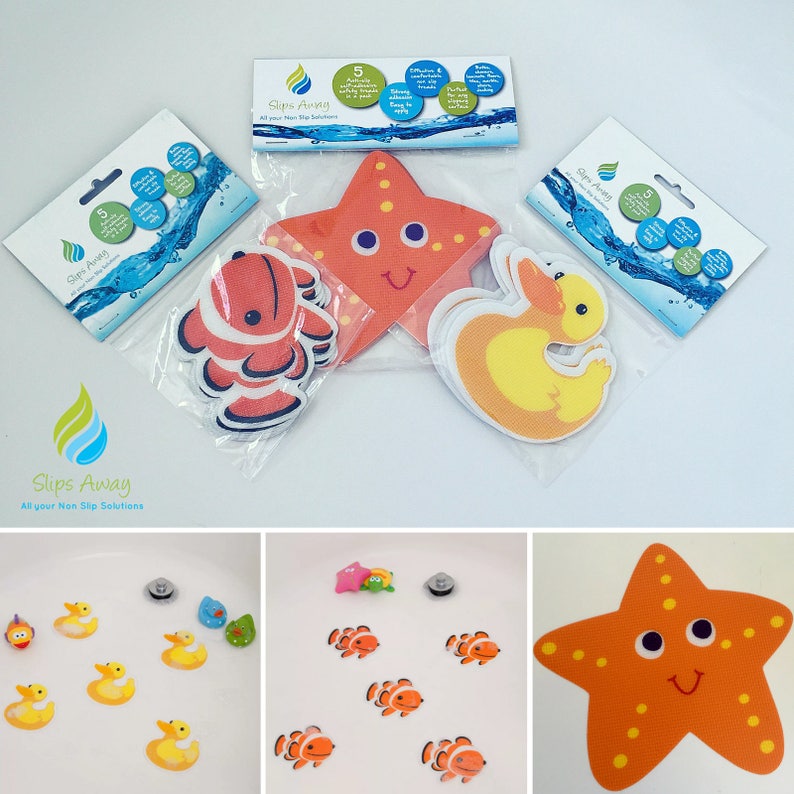 High Quality Non Slip Stickers modern fun stylish alternative bath shower mat strong textured stick on Non Anti Slip safety treads for family Toddler child kids baby 5x Starfish