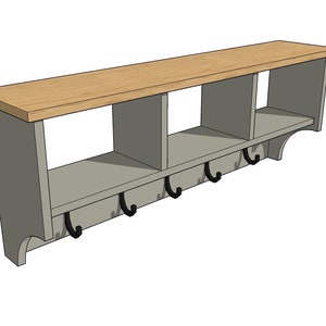 Easy Coat Hook with Shelves Building plans. Furniture Plans Coat Hallway Storage Unit image 1