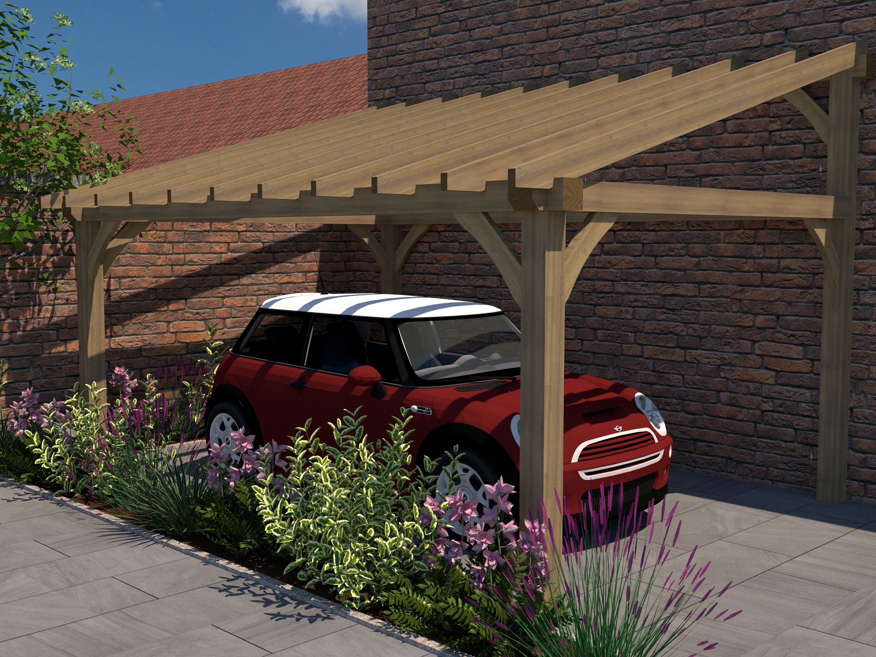 EASY Solid Oak Lean to Car Port Garage Shelter Frame Gazebo DIY FRIENDLY Etsy UK
