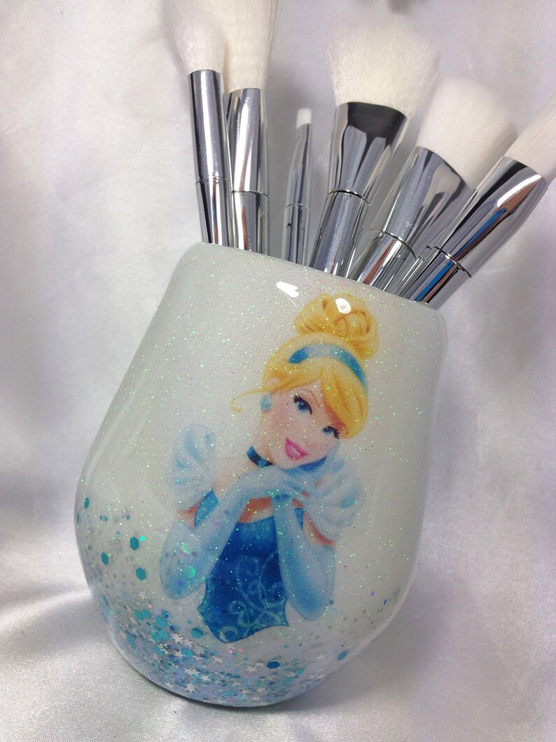 Epoxy Glittered Cinderella MakeUp Brush Holder/Wine Etsy