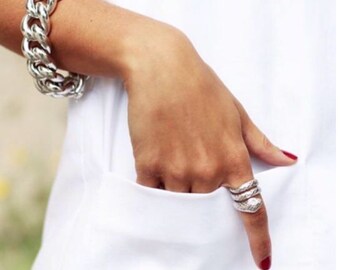 silver chunky bracelet womens