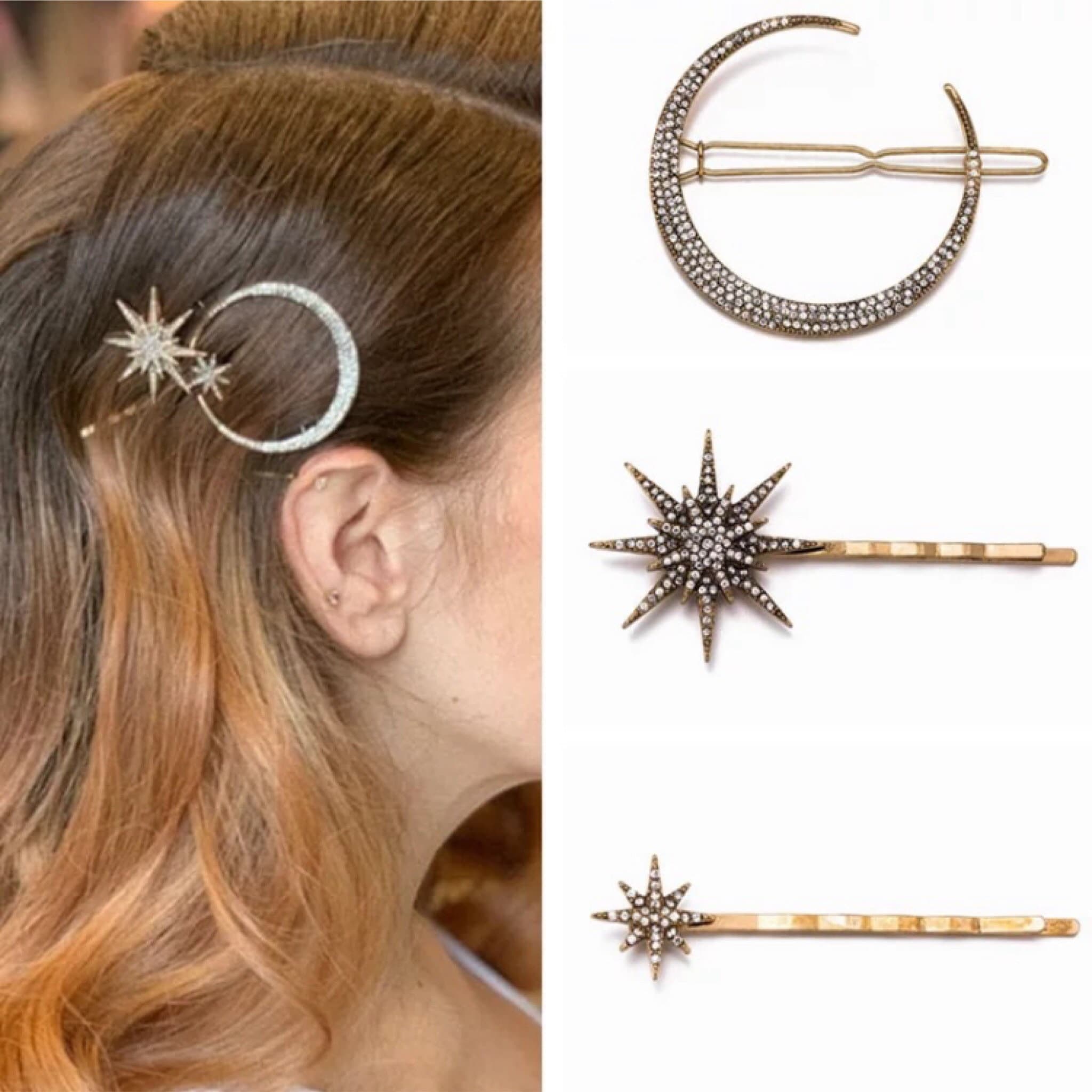 18pcs Rhinestone Moon Star Hair Clips Vintage Hair Pin Hair Accessories Gifts