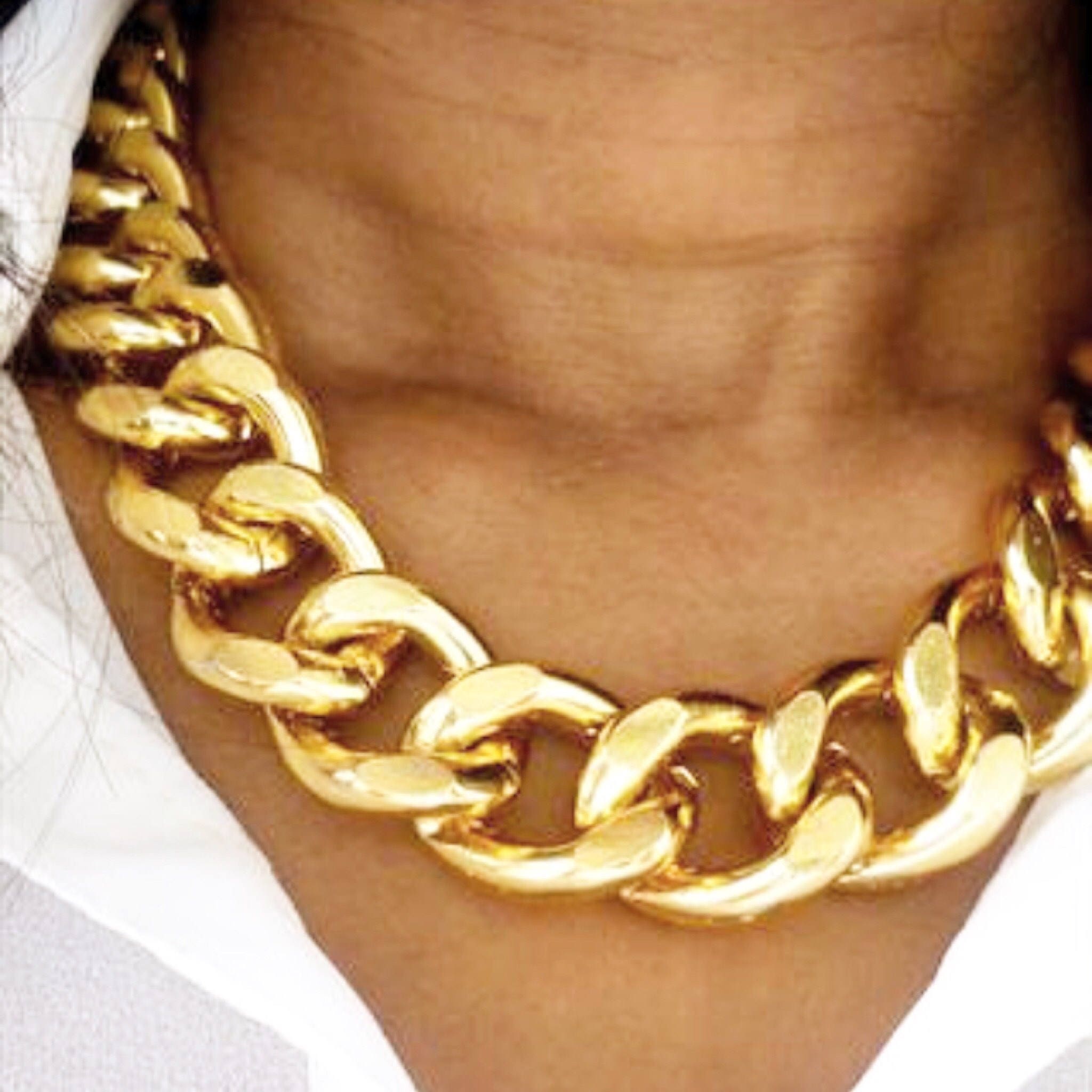 Extra Large Gold Chunky Curb Chain Necklace Chunky Chain Etsy UK