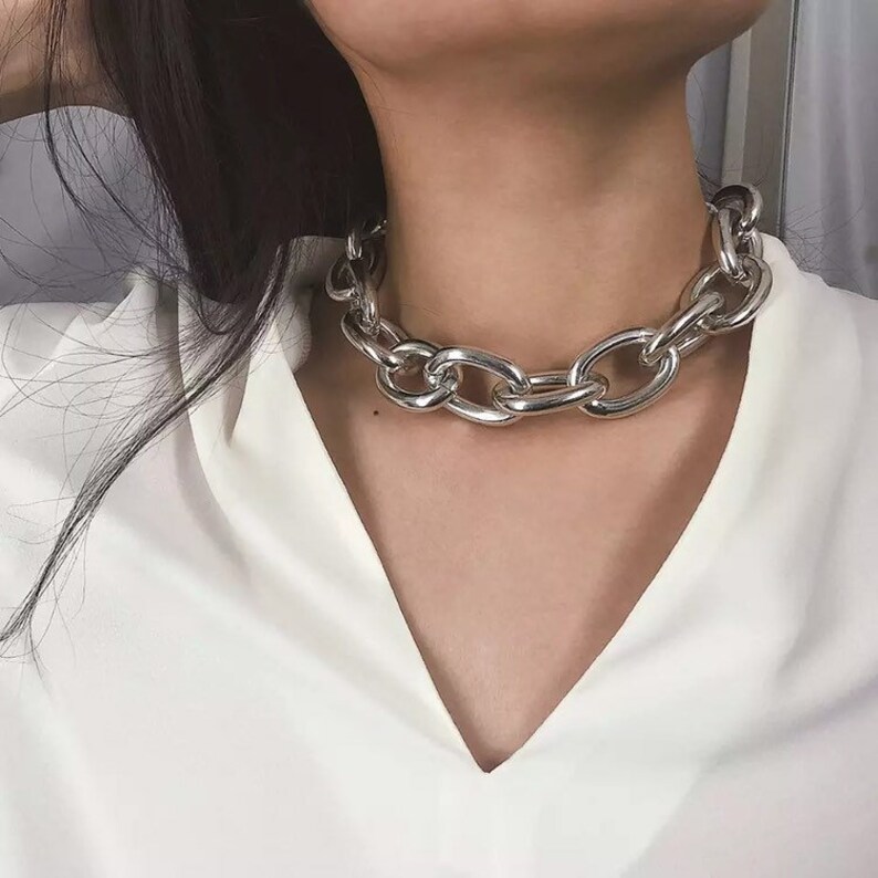 chunky gold chain link necklace