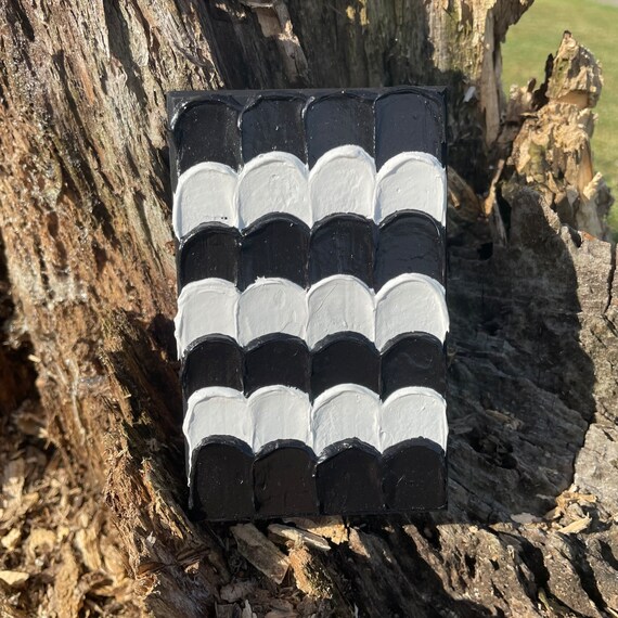 Black and White Palette Knife Painting Etsy