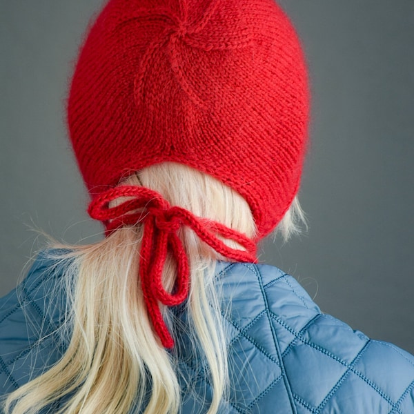 Bonnet/Chapeau à nouer/Chapeau d'hiver/Angora/Tricot main/Chapeau femme