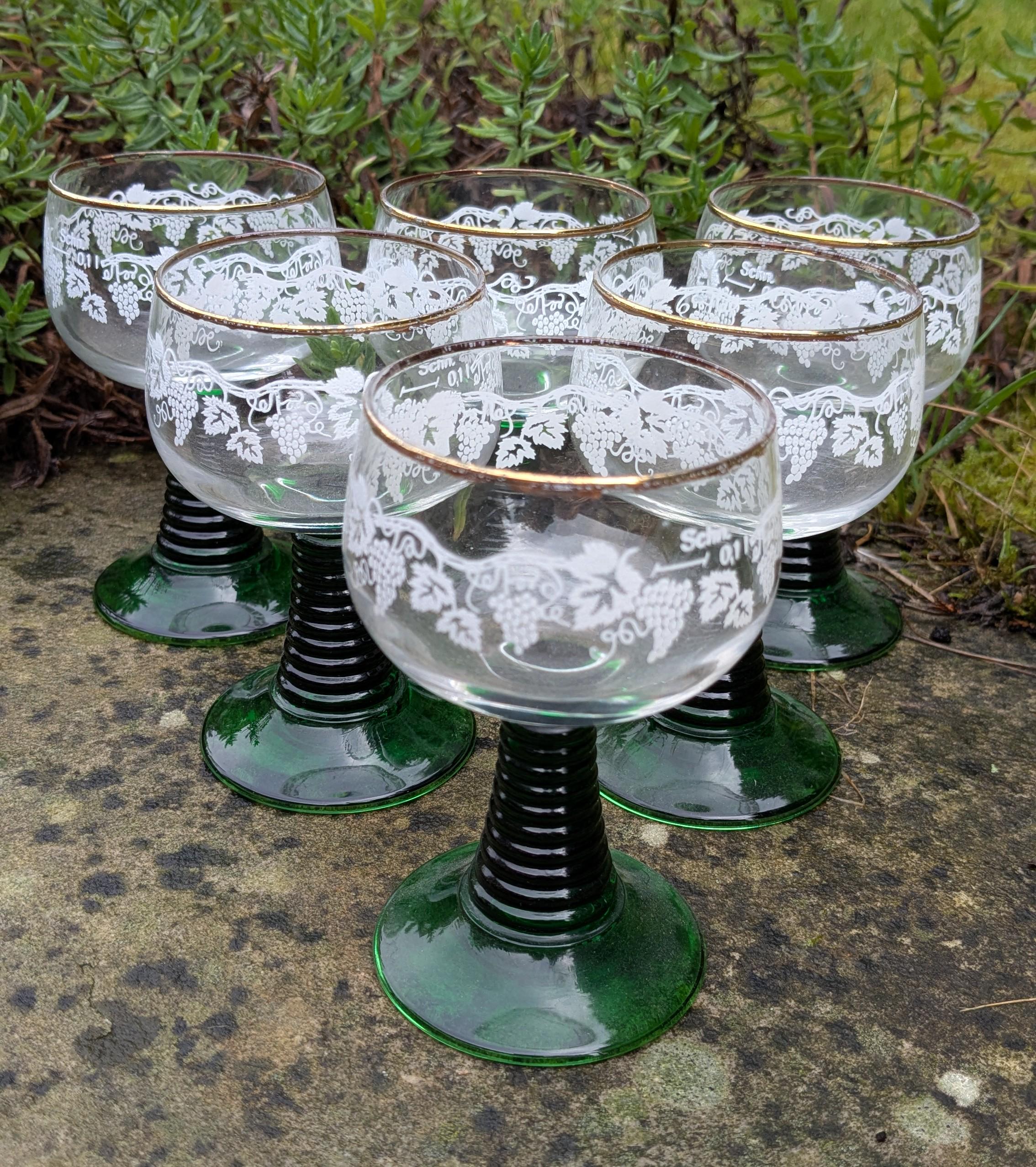 German green stem wine glasses - Etsy 日本