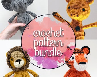 Jungle Animals Crochet Patterns | Lion, Tiger, Elephant, Giraffe Amigurumi Patterns
