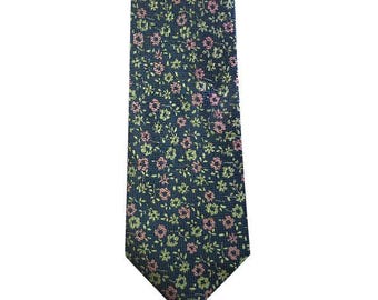 Green and Pink Floral men's tie 56"