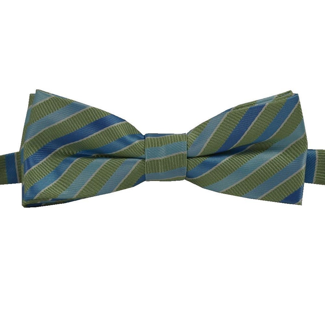 Matching Ties for Father and Son Green and Blue Stripe bow Etsy