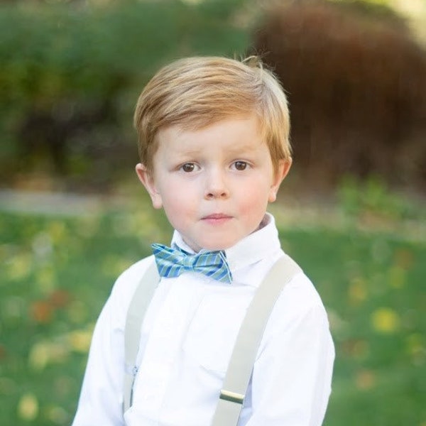 Matching Ties for Father and Son - Green and blue stripe (bow ties, men's ties, zipper ties, clip on ties)