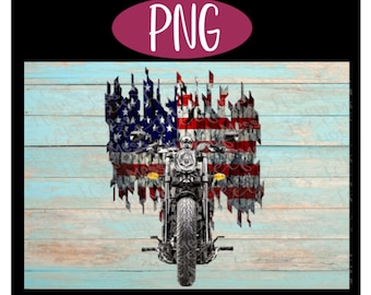American Flag Motorcycle PNG - Harley, Freedom, Veteran, 4th of July, Sublimation, Waterslide, Sticker, Transfer,  Print, Decal, Bike