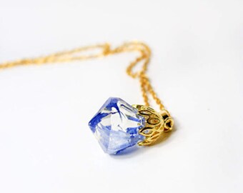 blue terrarium jewelry mother resin necklace grandmother gift mom gold crystal clear lollipop floral aunt for teacher gifts cornflower Р1