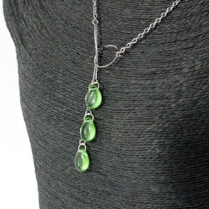 Light Green Lariat Necklace Elegant Silver Jewelry - Layered and Long - Body Chain Back Necklace Bridal Jewelry for Low Back Wedding Dress