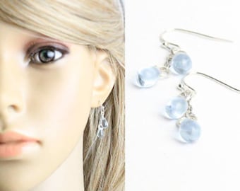 Blue Jewelry Beach Earrings for Best Friend - Water Drop Ear Silver - Frozen Princess Anna Jewelry - Fashion Girlfriend Gift for Daughter