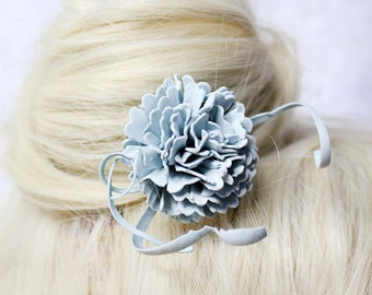 Blue Hair Jewelry, Hair Stick for Daughter -  Pin Bridal Ivory Accessory Light Gray Flower Hair - Prom Jewelry Women Christmas Gift under 15