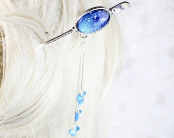 Blue Hairpin Galaxy Jewelry for Women Gift Stars Hair Pick Drops Hair Jewelry for Sister Birthday Gift under 25 - Blue night sky Hair Stick