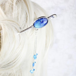 Blue Hairpin Galaxy Jewelry for Women Gift Stars Hair Pick Drops Hair Jewelry for Sister Birthday Gift under 25 Blue night sky Hair Stick image 1