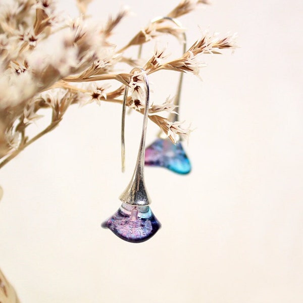 Blue Pink Earrings Christmas Gift - Sterling Silver Earrings Purple Jewelry Gifts Birthday Women - Elegant Prom Earrings - Anniversary Gifts