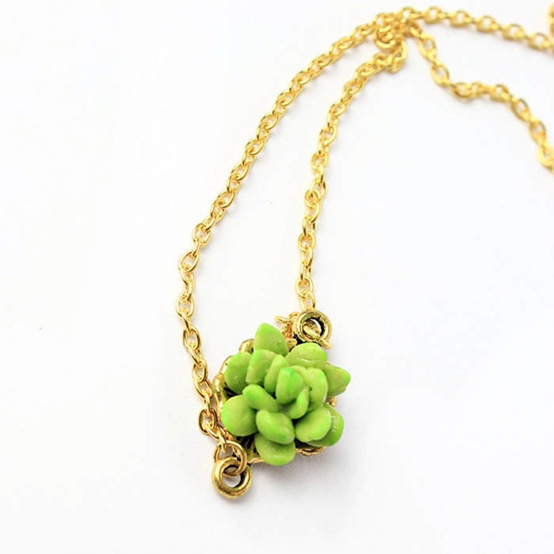 Small succulent jewelry Green Necklace plant pendant floral Green Blue necklace for mom gift woodland necklace for sister birthday gift image 5