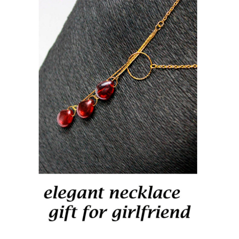 Ruby Necklace Backdrop Red Gold Jewelry for Girlfriend Birthday Gifts Layering Necklace Gold Red Necklace for Back Ruby Red Backdrop image 6