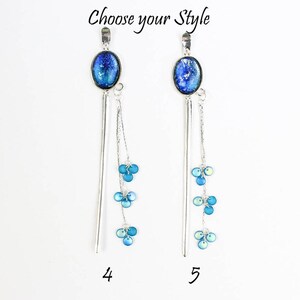 Blue Hairpin Galaxy Jewelry for Women Gift Stars Hair Pick Drops Hair Jewelry for Sister Birthday Gift under 25 Blue night sky Hair Stick image 3