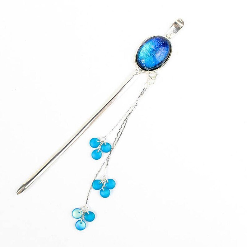 Blue Hairpin Galaxy Jewelry for Women Gift Stars Hair Pick Drops Hair Jewelry for Sister Birthday Gift under 25 Blue night sky Hair Stick image 9