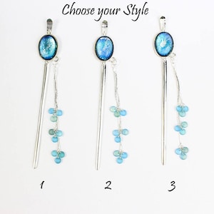 Blue Hairpin Galaxy Jewelry for Women Gift Stars Hair Pick Drops Hair Jewelry for Sister Birthday Gift under 25 Blue night sky Hair Stick image 2