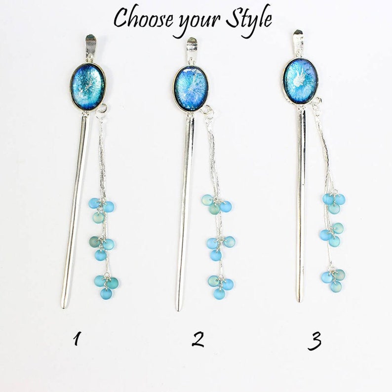 Blue Hairpin Galaxy Jewelry for Women Gift Stars Hair Pick Drops Hair Jewelry for Sister Birthday Gift under 25 Blue night sky Hair Stick image 2