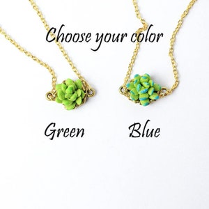 Small succulent jewelry Green Necklace plant pendant floral Green Blue necklace for mom gift woodland necklace for sister birthday gift image 2