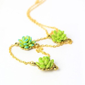 Small succulent jewelry Green Necklace plant pendant floral Green Blue necklace for mom gift woodland necklace for sister birthday gift image 4