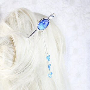 Blue Hairpin Galaxy Jewelry for Women Gift Stars Hair Pick Drops Hair Jewelry for Sister Birthday Gift under 25 Blue night sky Hair Stick image 6