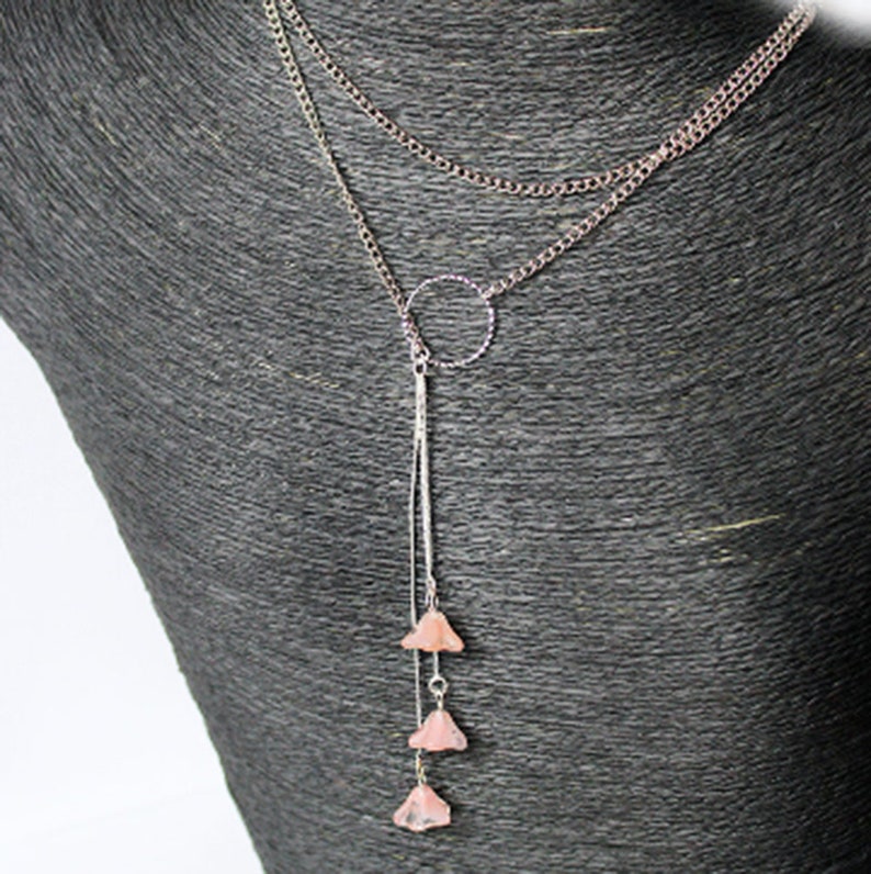 Pink Jewelry Gifts for Girlfriend Blue Layering Gift for Her Extra Long Lariat Y Necklace Silver Peach Necklace Sale Jewelry for Bridal image 1