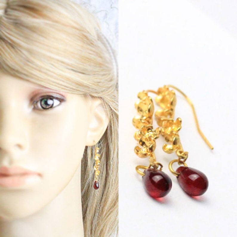 Teardrop Max 45% OFF Red Earrings For Her Gold Trust for Ruby Jewelry Sister 25 Bi
