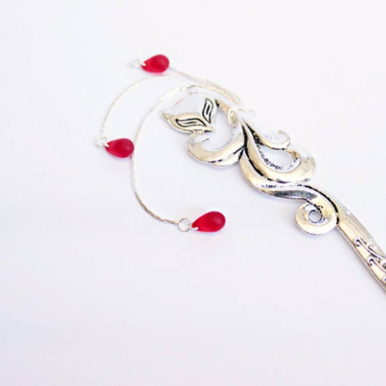 Red Hair Jewelry for Princess Gold Fox Hair Drop Silver Accessories for Women Gift Fox Hair Stick Long Fairy tale Bridal Jewelry image 3