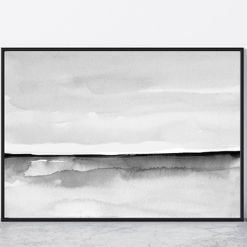 Black Gray Landscape Tree Wall Art Print Watercolor Printable - Etsy