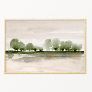 Neutral Tree Landscape Print Printable Wall Art Minimal Abstract instant Download DIY Print Watercolor Painting Neutral Green Brown