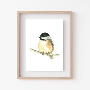 Chickadee Bird Print, Kleine Vogel Afdrukbare Kunst, instant Download Winter Bird DIY Printable Wall Art House Decor Aquacolor Schilderij