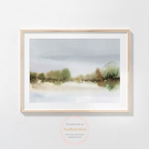 Trees Landscape Printable Wall Art Watercolor Print Neutral Scenic Peaceful Calm Serene Home Decor Poster Instant Download