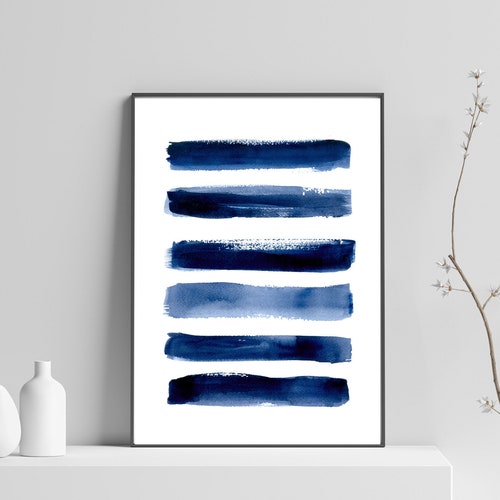 Blue Abstract Print Indigo Printable Art Watercolor Abstract Etsy