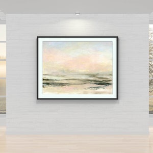 Large Abstract Landscape Pastel Pink Sky Wall Art Printable Instant Digital Download DIY Print Acrylic Painting - Square and Rectangular