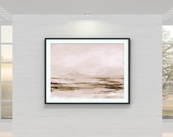 Large Abstract Landscape Sepia Wall Art Printable Instant Digital Download DIY Print Acrylic Painting - Neutral Brown Monotone