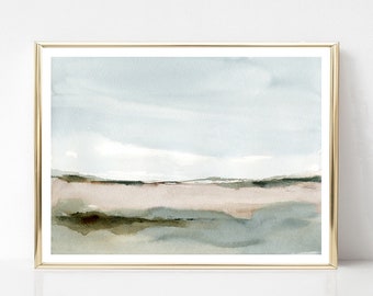 Landscape art print Modern wall decor Abstract landscape Minimalist watercolor art Sky print Abstract watercolor