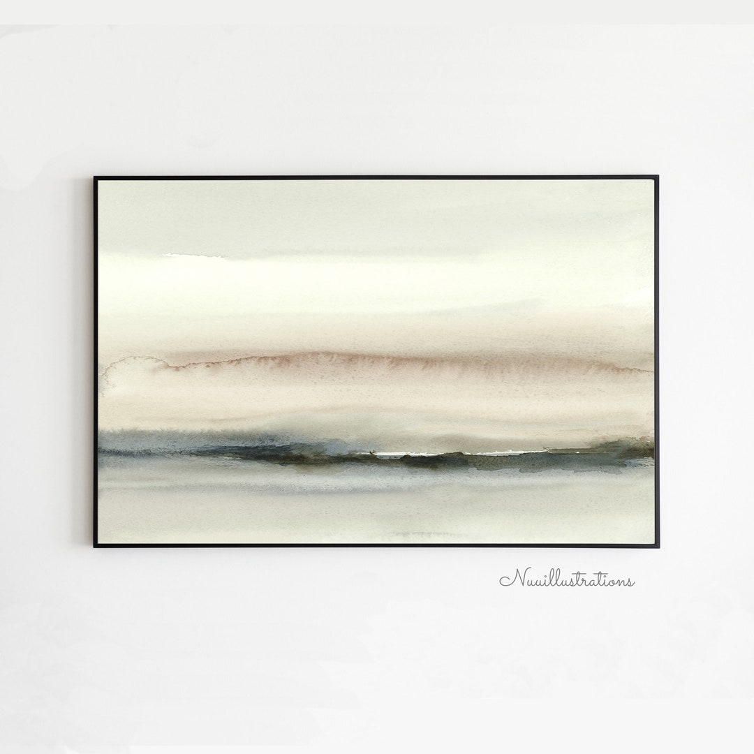 Neutral Abstract Landscape Print Watercolor Printable Wall Art Minimal ...