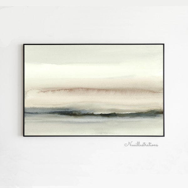 Neutral Abstract Landscape Print Watercolor Printable Wall Art Minimal Home Decor instant Download Print Digital File Gray Brown no.1