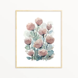 Fiore rosa stampabile astratto stampa floreale istantanea Download Wall Art DIY Stampa parete decorazione acquerello pittura - rosa tenue