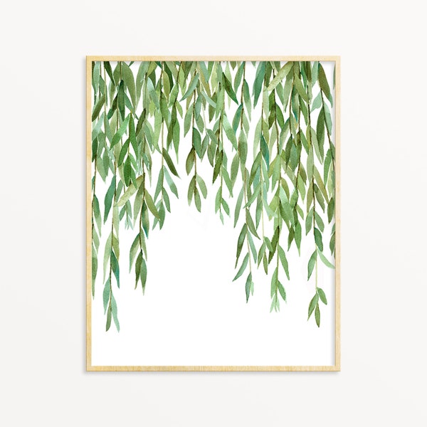 Willow Leaves Printable Wall Art Print Instant Download Botanical Watercolor Painting Plant Tree Branches Greenery Art Digital File image 2