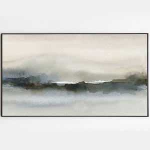Frame TV Art Abstract Landscape Neutral Gray Watercolor instant Download Samsung TV Wall Art for 16:9 Monitor Screen