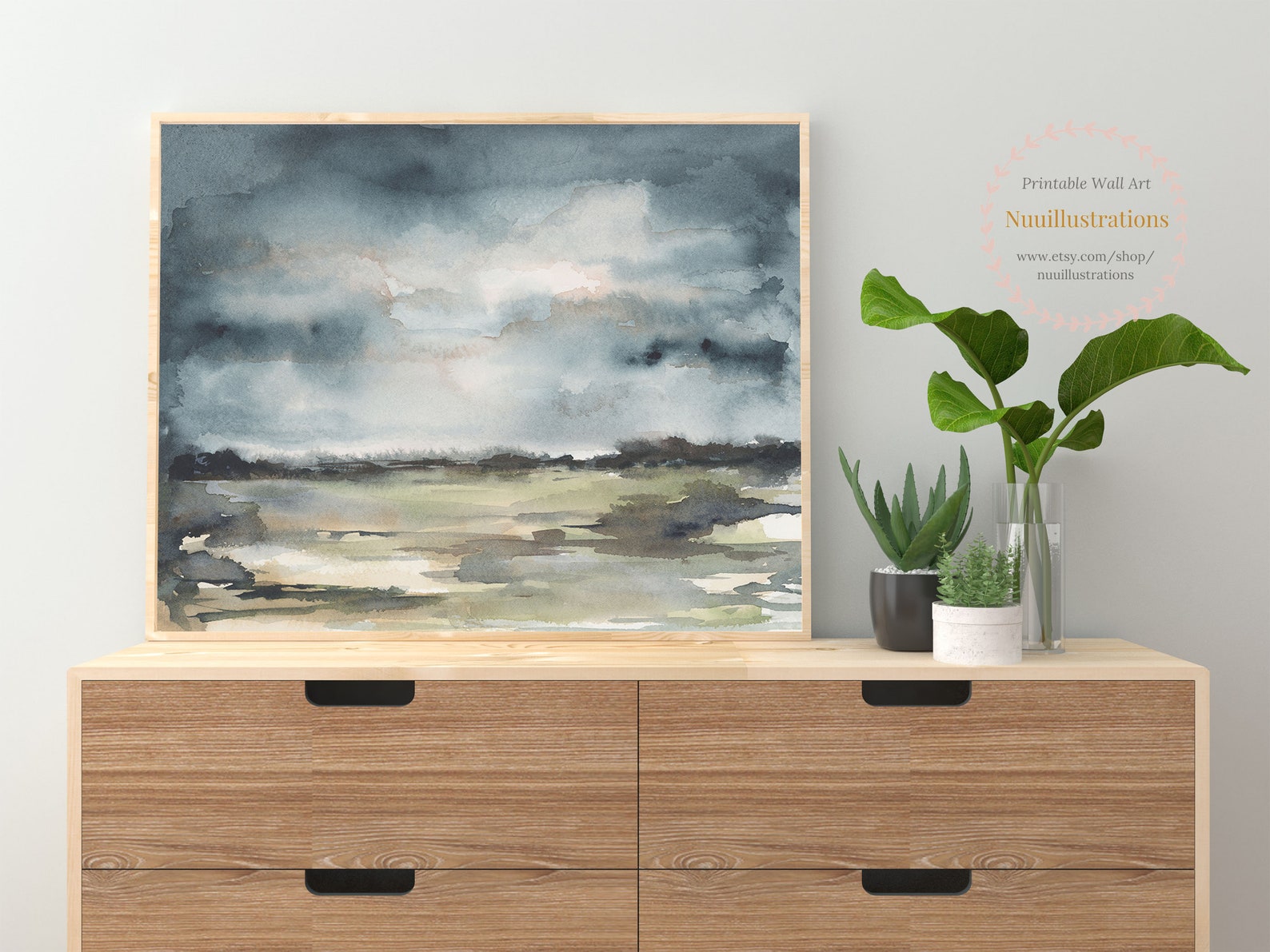 Large Abstract Neutral Landscape Wall Art Printable Instant Etsy