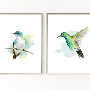 Hummingbird Bird Art Printable Wall Art Set instant Download Small Bird DIY Print Animal Decor Watercolor Painting Digital Files - Set of 2